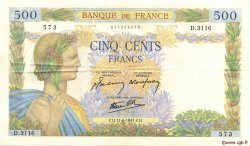 500 Francs LA PAIX FRANKREICH  1941 F.32.18 fVZ