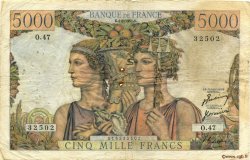 5000 Francs TERRE ET MER FRANKREICH  1951 F.48.03 SGE