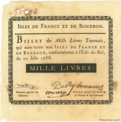 1000 Livres ISLES OF FRANCE AND BOURBON  1788 P.13 VF