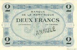 2 Francs Annulé MARTINIQUE  1915 P.11s AU