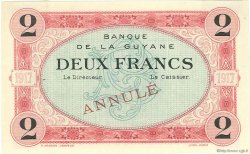 2 Francs Annulé FRENCH GUIANA  1917 P.06s fST