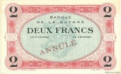 2 Francs Annulé FRENCH GUIANA  1917 P.06s fST+