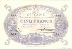5 Francs Cabasson bleu FRENCH GUIANA  1946 P.01e XF