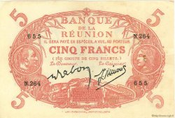5 Francs Cabasson rouge REUNION ISLAND  1944 P.14 VF