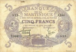 5 Francs Cabasson violet MARTINIQUE  1934 P.06 MB