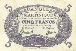 5 Francs Cabasson violet MARTINIQUE  1946 P.06C fSS