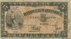 5 Francs MARTINIQUE  1942 P.16b SGE