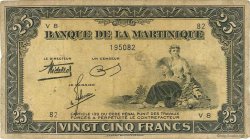 25 Francs MARTINIQUE  1943 P.17 VG