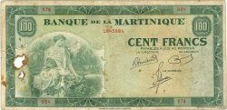 100 Francs MARTINIQUE  1945 P.19a VG