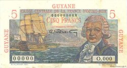 5 Francs Bougainville Spécimen FRENCH GUIANA  1946 P.19s MBC+