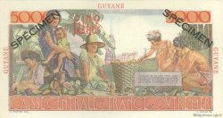 5000 Francs Schoelcher Spécimen FRENCH GUIANA  1946 P.26s VZ to fST