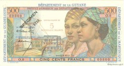 5 Nouveaux Francs sur 500 Francs Pointe à Pitre Spécimen FRENCH ANTILLES  1962 P.04s XF+