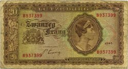 20 Frang LUXEMBOURG  1943 P.42a VG
