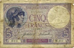 5 Francs FEMME CASQUÉE FRANCE  1918 F.03.02 G
