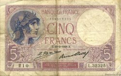 5 Francs FEMME CASQUÉE FRANKREICH  1928 F.03.12 S