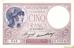 5 Francs FEMME CASQUÉE FRANCIA  1933 F.03.17