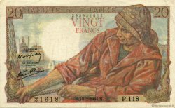 20 Francs PÊCHEUR FRANCIA  1944 F.13.08 EBC+