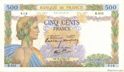 500 Francs LA PAIX FRANCE  1940 F.32.05 VF+