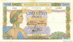 500 Francs LA PAIX FRANCE  1941 F.32.13 VF