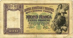 100 Franga ALBANIA  1940 P.08 q.B