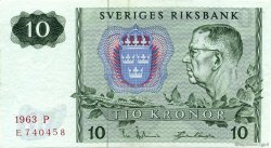10 Kronor SWEDEN  1963 P.52a UNC