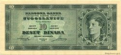 10 Dinara Non émis YUGOSLAVIA  1950 P.067S FDC