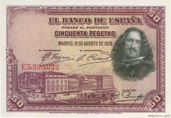 50 Pesetas SPAIN  1928 P.075b UNC-
