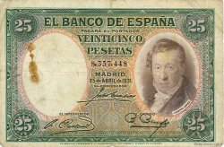 25 Pesetas SPANIEN  1931 P.081 S