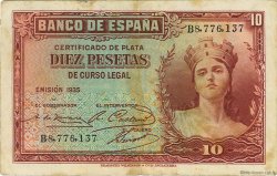 10 Pesetas SPANIEN  1935 P.086a S to SS
