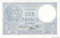 10 Francs MINERVE modifié FRANKREICH  1939 F.07.02 fVZ to VZ