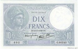 10 Francs MINERVE modifié FRANKREICH  1940 F.07.21 fST+