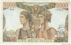5000 Francs TERRE ET MER FRANKREICH  1952 F.48.06 fVZ