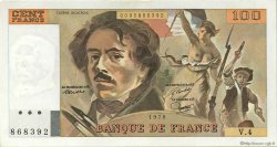 100 Francs DELACROIX modifié FRANCE  1978 F.69.01c XF
