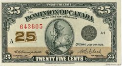 25 Cents CANADA  1923 P.011c XF-