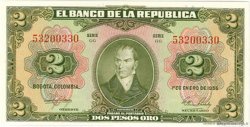 2 Pesos KOLUMBIEN  1955 P.390d ST