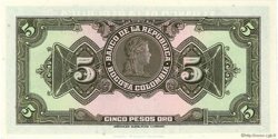 5 Pesos Oro COLOMBIA  1950 P.386e FDC