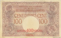 400 Kronen sur 100 DInara YUGOSLAVIA  1919 P.019 BC