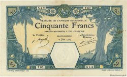 50 Francs GRAND-BASSAM FRENCH WEST AFRICA Grand-Bassam 1924 P.09Db MBC+