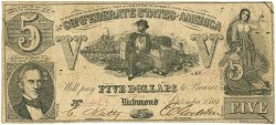 5 Dollars CONFEDERATE STATES OF AMERICA  1861 P.20b F