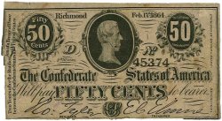 50 Cents CONFEDERATE STATES OF AMERICA  1864 P.64a VG