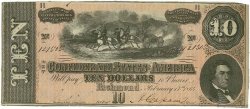 10 Dollars KONFÖDERIERTE STAATEN VON AMERIKA  1864 P.68 VZ+