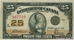 25 Cents CANADá
  1923 P.011b BC+
