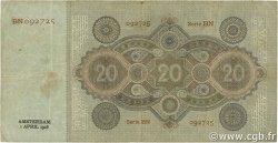20 Gulden NETHERLANDS  1926 P.044 F+