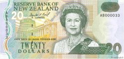 20 Dollars Petit numéro NEW ZEALAND  1992 P.179a UNC