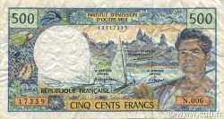 500 Francs POLYNESIA, FRENCH OVERSEAS TERRITORIES  1992 P.01b VF-