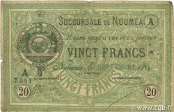 20 Francs NEW CALEDONIA Nouméa 1874 P.03 VG