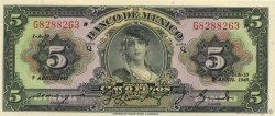 5 Pesos MEXICO  1943 P.034e UNC