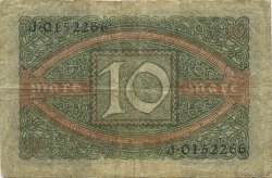 10 Mark GERMANY  1920 P.067a F