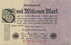 2 Millions Mark GERMANY  1923 P.103 AU