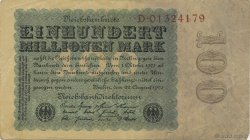 100 Millions Mark GERMANY  1923 P.107a VF